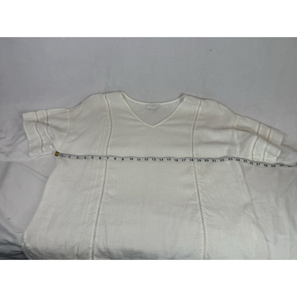 New Directions Linen‎ Blend Tunic Top White Boho Lightweight Size L Resort - Picture 4 of 9